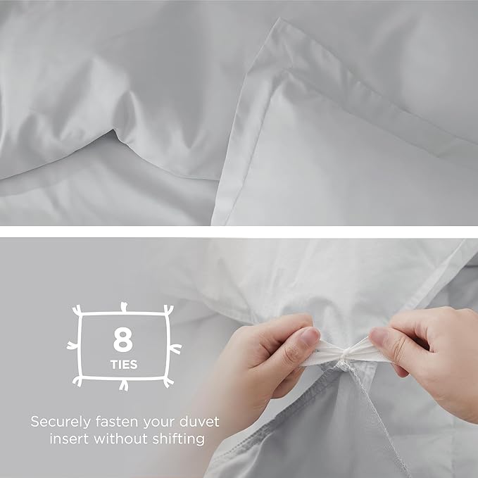 Bedsure Duvet Cover Full Size - Soft Double Brushed Bedding Set for Kids & Adults, Zipper Closure, 3 Pieces, Includes 1 Duvet Cover (80"x90") & 2 Pillow Shams, NO Comforter, Silver Grey
