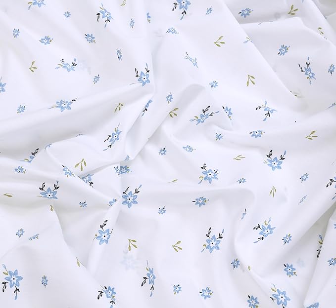 RUVANTI 100% Cotton Split King Sheets Sets for Adjustable Bed, 5 PCs, Soft & Breathable Percale Weave Bedding, Deep Pocket 16", Hotel Standard, Crisp Cool Feel & Durable, Floral Sheet, Phulkari