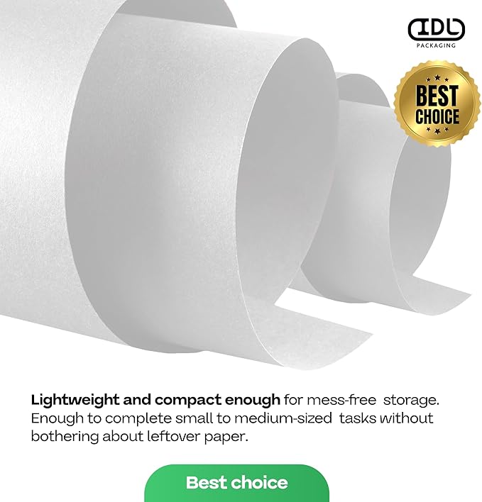 12" x 1200" (100 feet) White Kraft Paper Roll - USA-Made Quality Craft Paper for Gift Wrapping, Kids' Arts & Crafts, School Projects - 100% Recycled Natural Material 50lb Thickness by IDL Packaging