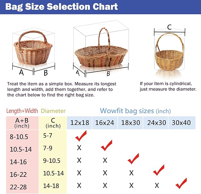Wowfit Cello Bags, 10 CT 12x18 Inch Medium Clear Cellophane Bags for Wrapping Birthday and Holiday Gifts, and More (Flat, No Gusset, Medium Size, Ribbon NOT Included)