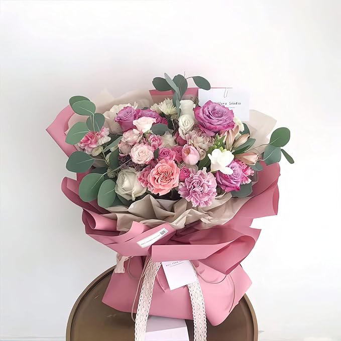 KIMHOME Korean Retro Packaging Waterproof Flower Wrapping Paper Gift Wrapping Flower Shop Bouquet Supplies Roll 23.6 Inch x 32.8 ft (Nude)