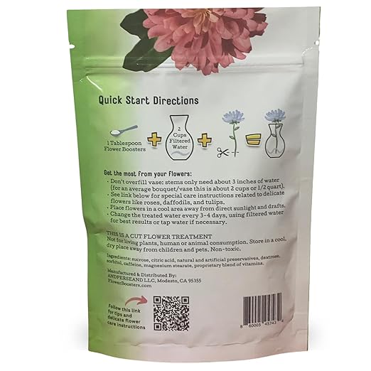 Flower Boosters Cut Flower Food – Biodegradable, Real-Food-Based Formula Safe Around Pets & People, Extends Fresh Flower Vase Life Up to 20 Days (12.5 oz)