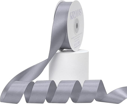 Gray Satin Ribbon, Double Faced 1 Inch X 25 Yards Gray Ribbon, Premium Satin Ribbon for Gift Wrapping, Crafts, Hair Bow Making, Sewing, Flower Bouquet, Wedding Party Decor