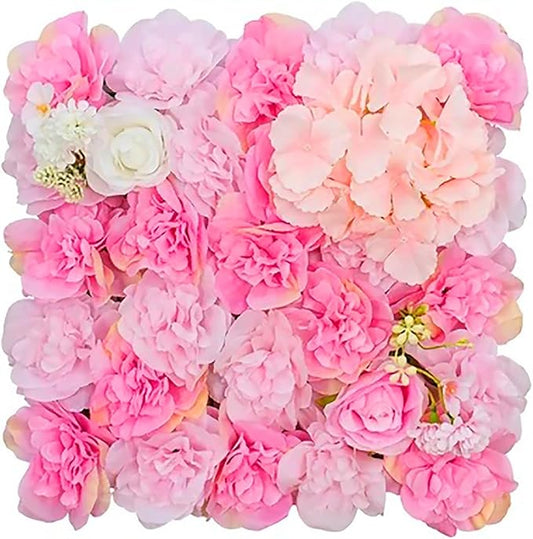 Flower Wall Backdrop, 12PCS 10.6"-15.7" Artificial Flower Wall Panel with Various Styles, 3D Floral Wall Decor for Wedding Photo Background Festive Party Home Decoration (L017, 15 * 15in)
