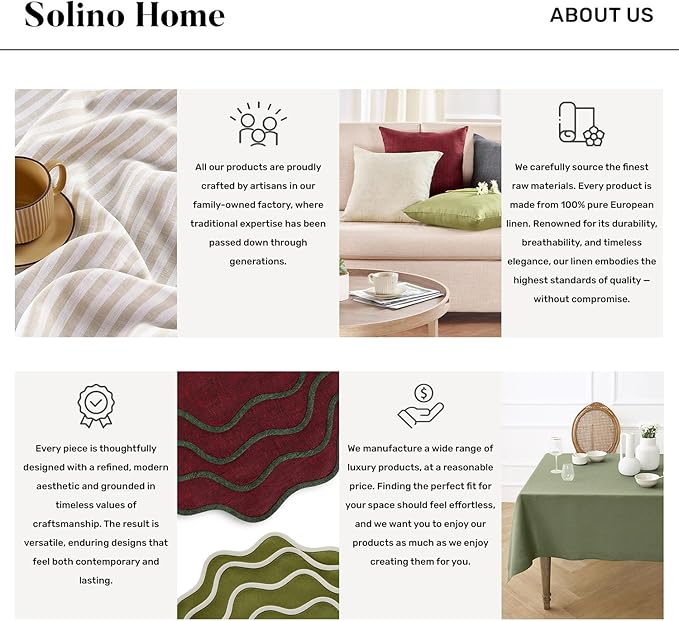 Solino Home Christmas Table Runner 120 Inches Long - 100% Pure Linen Print Table Runner 14 x 120 Inch - Handcrafted and Machine Washable - Modern Christmas, New Year