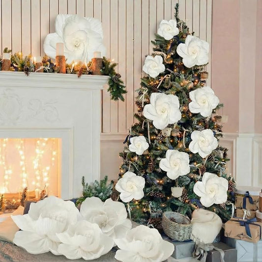 Giant Paper Flowers Artificial Large Paper Flower Decoration for Handcrafted Wall Backdrop Christmas Mexican Wedding Graduation Bridal Shower Birthday Party Supplies(White,6 Pcs)