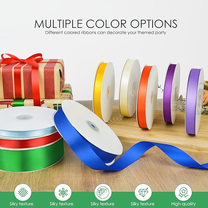 100 Yards 1 inch Satin Ribbon, Fabric Ribbon Solid Color Perfect for Gift Wrapping, Wedding, Handmade Bows, Floral Bouquets and Party Decoration(Green)