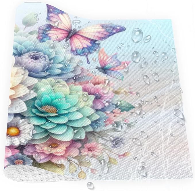 PVC Placemats Set of 1 Spring Flower Floral Wipeable Table Mats Washable Heat Resistant Non Slip Vinyl Dining Table Mat for Kithen Indoor Outdoor Patio Farmhouse Place Mats Decorative