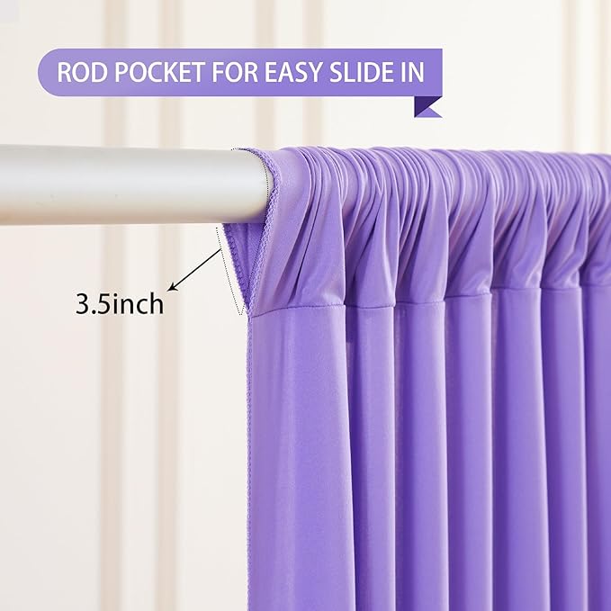 Wish Care Lavender Backdrop Curtain 8 Panels - Wrinkle-Free Polyester Photography Drapes for Baby Shower & Birthday Party - 32 X10FT