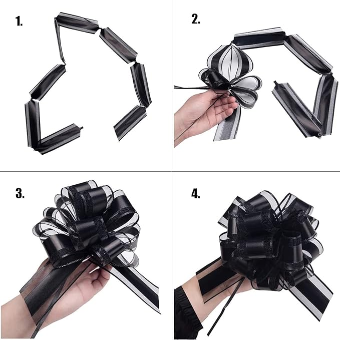 12 Pieces Pull Bow Wrapping Pull Bow Ribbon Pull Bows for Wedding Baskets,6 Inches Diameter Gift Bows, Large Bows for Presents. (Red)