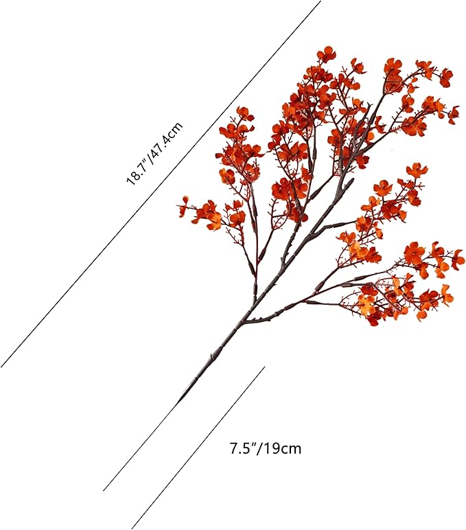 Mandy's Burnt Orange Artificial Baby’s Breath European Flowers 6 Bundles Silk Gypsophila with Bendable Stems for Fall Thanksgiving & Christmas Centerpiece Wedding Decor and Table Arrangements