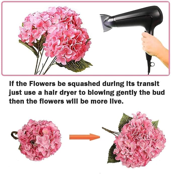 2Bouquets Artificial Fake Flowers Plants Silk Hydrangea Arrangements Wedding Bouquets Decorations Plastic Floral Home Kitchen Garden Party Festival Bar DIY (Light Blue,5 Flower Heads)