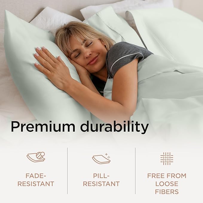 Threadmill California King Sheets, Certified American Supima Cotton Sheets, 1200 Thread Count Hotel Quality, 4 Piece Luxury Bed Sheets Set with Elasticized Extra Deep Pocket, Seaglass