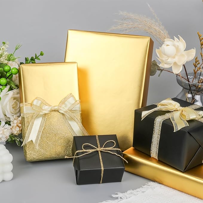 NESCCI Matte Metal Wrapping Paper, Solid Color Paper-2 Roll,17.5 Inches X 32.8 Feet Per Roll,Gift Wrapping Paper,Perfect for Wedding,Valentine's Day,Birthday,Baby Shower,DIY Bouquet