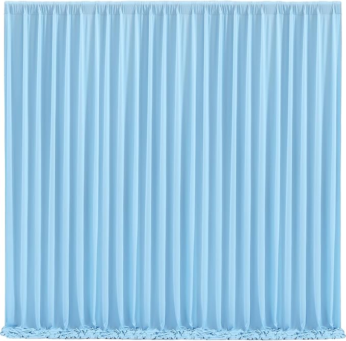 Blue Backdrop Curtains 6 Panels - Wrinkle-Free Light Blue Curtains Polyester Photography Drapes Photo Background for Baby Shower Birthday Party Decorations- 24 X10FT (Blue)