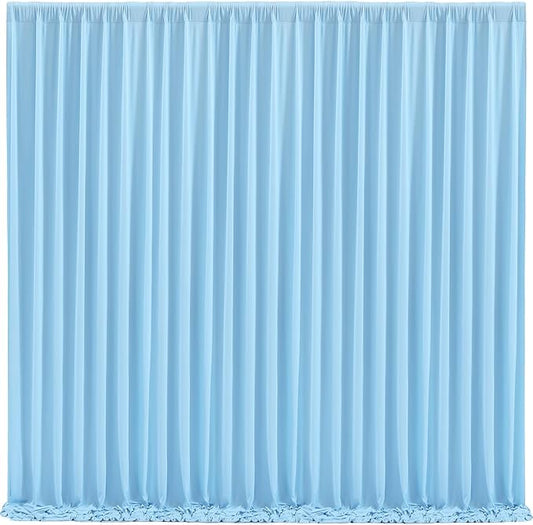 Blue Backdrop Curtains 6 Panels - Wrinkle-Free Light Blue Curtains Polyester Photography Drapes Photo Background for Baby Shower Birthday Party Decorations- 24 X10FT (Blue)