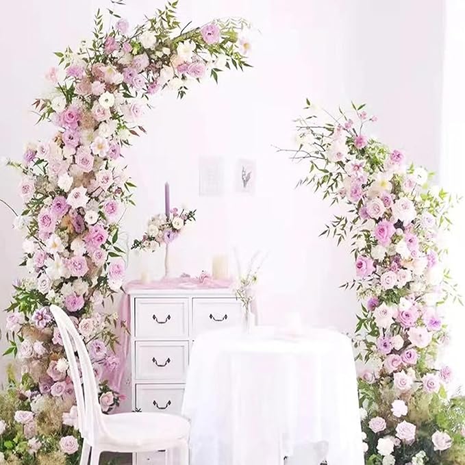 2pcs Large Wedding Arch with Base Flower Stand Arch Bracket Stand Backdrop Stand for Wedding Party Elegant Decorations & Garden Climbing Plants Vines,6.9&5.9 FT-White