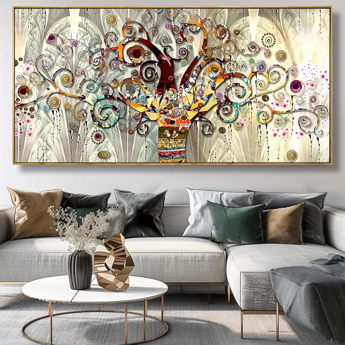 Wall Art Abstract Art Paintings Tree of Life Posters Prints Landscape Picture Colorful Modern Canvas Painting for Living Room Bedroom Office Large Decor 20"x40" with Framed