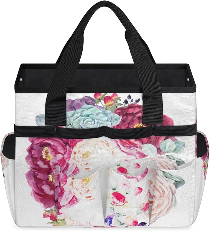 Garden Tool Tote Bag for Women Men Flower Bouquet Gardening Tool Storage Bags with 10 Pockets Standable Garden Home Tool Kits Organizer for Indoor Outdoor Gardening Gifts