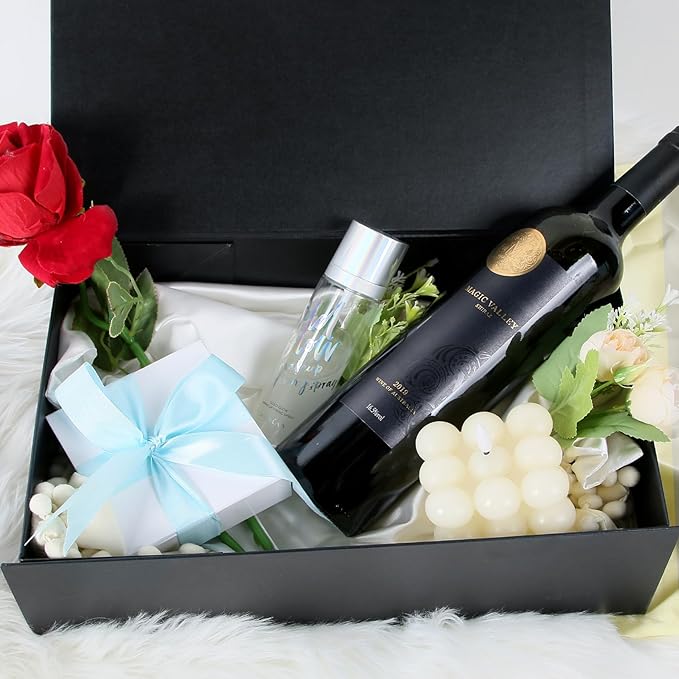 Aimyoo Galaxy Black Collapsible Gift Box with Magnetic Closure Lids 13.8x9x4.3 in, Large Bridesmaid Groomsman Proposal Boxes, Rectangle Present Box for Graduation Birthday Storage 1 Pack