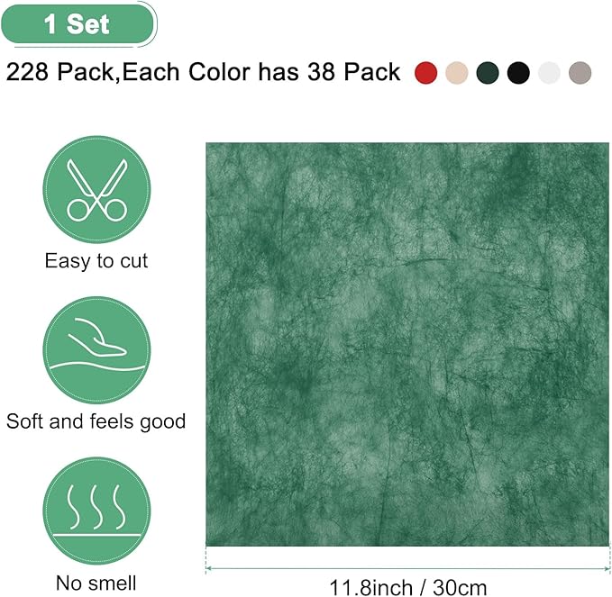 M METERXITY 228-Sheet Korean Cotton Wrapping Flower Paper, Waterproof Floral Wrapping Paper for Bouquets/Gift Packaging [Black, Beige, Light Gray, Bright Beige, Red, Dark Green]