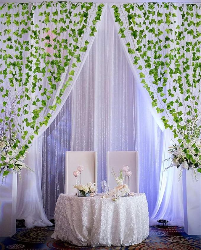 84 Feet Artificial Ivy Leaf Plants Fake Vine Hanging Garland Greenery Foliage for Home Kitchen Garden Office Wedding Wall Decor (Ivy/12 Strands)