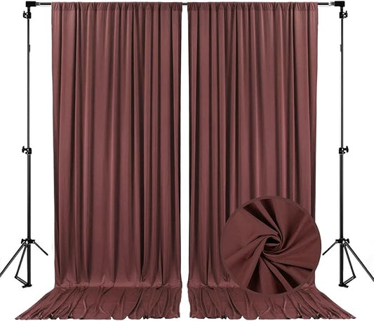 10 x 10 Feet Red Brown Backdrop Curtain for Partie, Background Curtains for Photoshoot, Birthday, Wedding, Halloween, Thanksgiving, Christmas, New Year Party Decorations 5Ft x 10Ft, 2 Panels