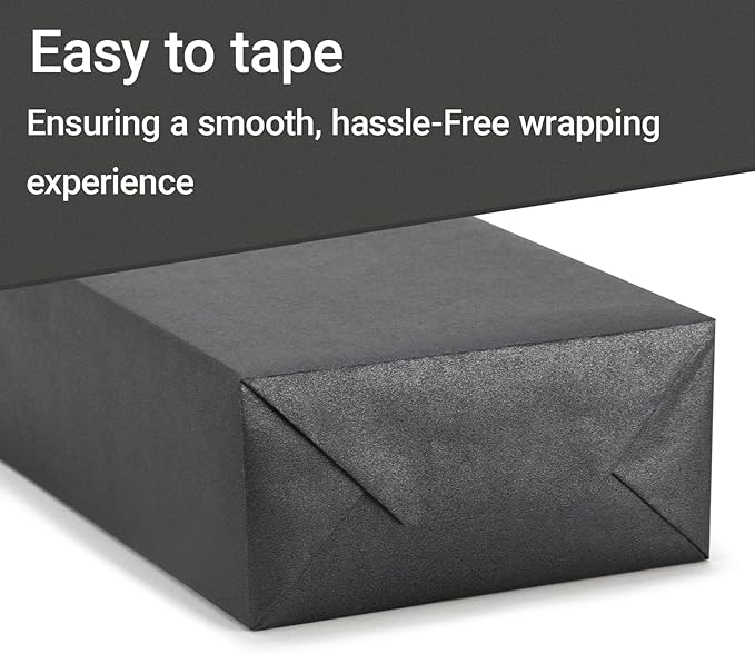 Rumvan Black Matte Wrapping Paper16.9 Inches X 39.3 Feet,Solid Color pearlescent Gift Wrapping Paper,Perfect for Valentine's Day,Birthday,Christmas,Graduation,Baby Shower,DIY Bouquet (Black colour)