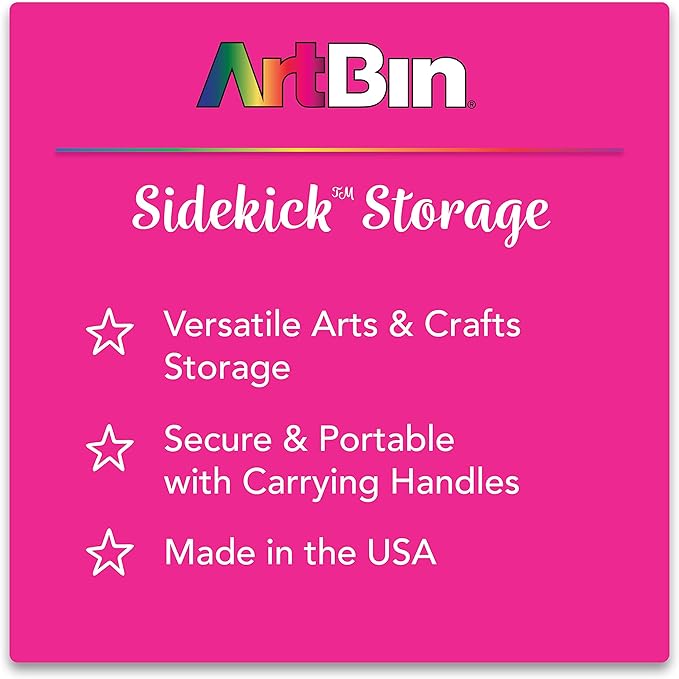 ArtBin 8408AB Sidekick Carrying Case, Portable Art & Craft Organizer with Handle, [1] Plastic Storage Case, Translucent, 8408AB
