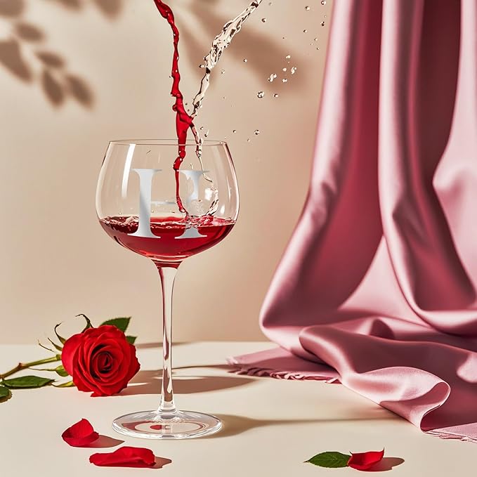 Personalized Gifts for Women, Monogrammed A-Z Wine Glass Customized Gift, Unique Christmas Birthday Gifts for Women Her Mom Friend Sister Wife Daughter Nurse (H)