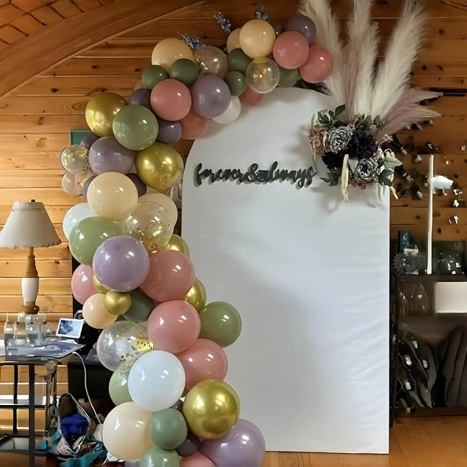 Dusty Green Purple Pink Balloon Arch Kit, Fairy Wildflower Balloon Garland Sage Green Blush Pink Lavender Purple Gold Balloons for Flower Floral Wonderland Baby Shower Wedding Birthday Party Decor