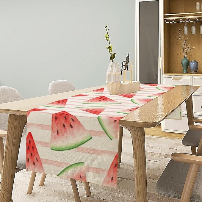 Watermelon Table Runner,Summer Fruit Tropical Birthday Party Decoration Dining Room Home Kitchen Table Decor 13 x 60Inch