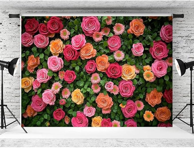 7X5ft Floral Backdrop for Photography Mother's Day Backdrop Wedding Backdrops Spring Flower Photography Backdrop Valentine's Day Backdrops for Photographers Studio Props 049