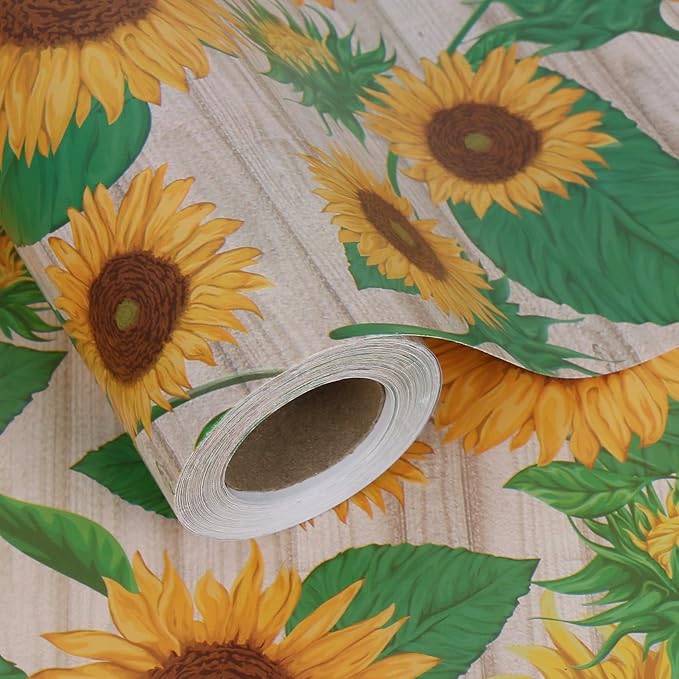 Aimyoo Sunflower Floral Wrapping Paper Jumbo Roll 17 in x 60 ft, Yellow Flower Gift Wrap for Wedding Bridal Shower Women Birthday