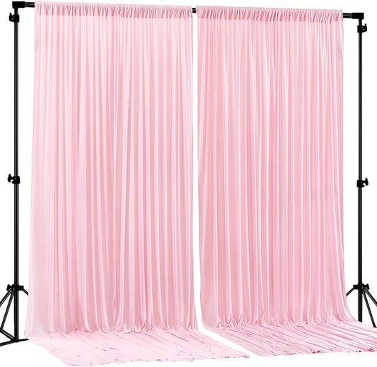 Pink Backdrop Curtains-Wrinkle-Free Polyester Photography Drapes Party Curtain Background for Baby Shower Wedding Decorations- 8 X10FT (Pink)