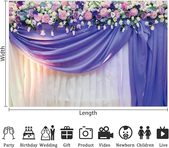 Leowefowa Flower Wedding Backdrop Wedding Pink Roses Floral Curtain Photography Background for Weeding Birthday Baby Shower Party Decorations Backdrop Photobooth 16x7ft Vinyl