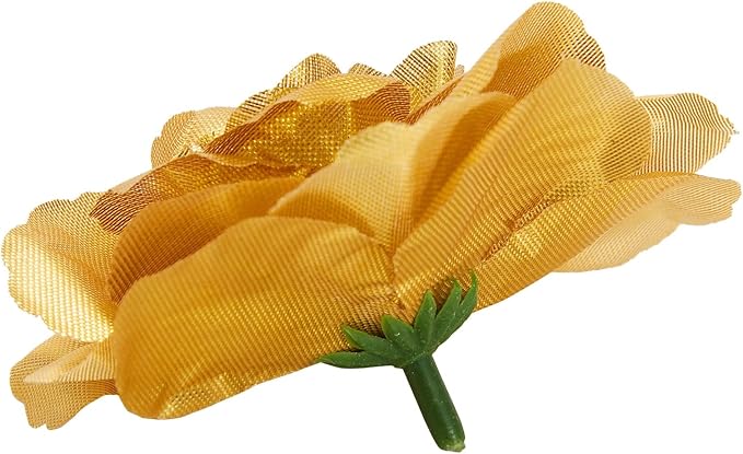 Bright Creations Gold Flowers Artificial Roses - 50-Pack, 3 in, Stemless Silk Rose Heads for Home & Wedding Decor & Faux Bouquets & Floral Accents