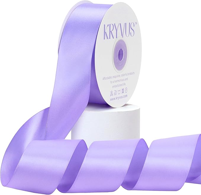 Premium Double Faced Satin Polyester Ribbon, 2 Inch X 50 Yards, Lilac, Perfect for Gift Wrapping, Crafts, Wedding Decor
