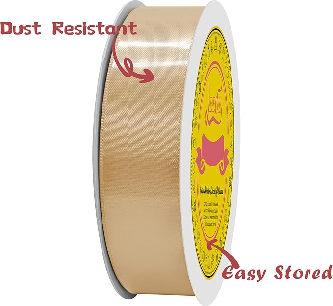 Double Face Gold Satin Ribbon 7/8 inch X 25 Yards Polyester Gold Ribbon for Gift Wrapping Very Suitable for Weddings Party Hair Bow Invitation Decorations and More
