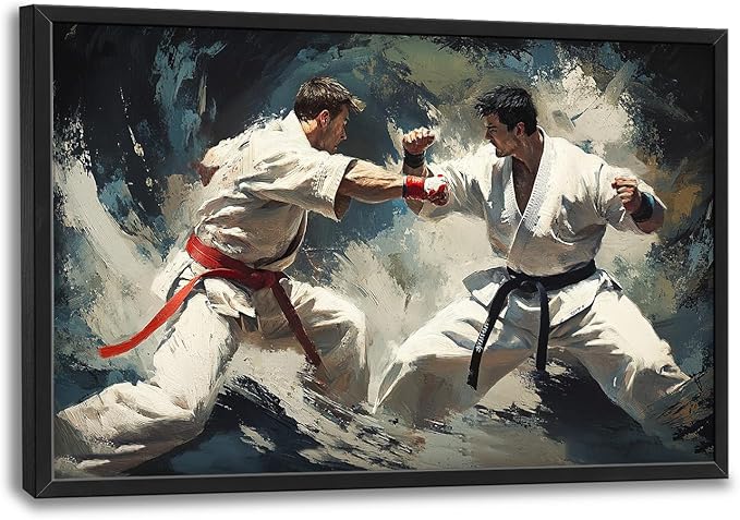 Karate Wall Art Large Sports Pictures Wall Decor Taekwondo Oversize Canvas Prints Painting Framed Artwork Home Decoration Gifts for Gym Bedroom Living Room Office 36"x24"