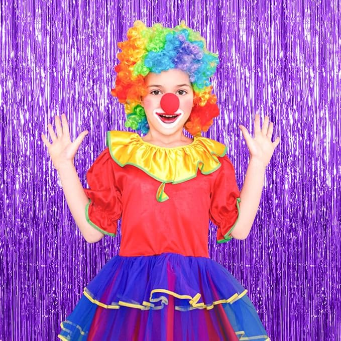 3 Pack Purple Streamers Backdrop Curtain Halloween Party Decorations Purple Tinsel Foil Fringe Backdrop Birthday Graduation Bachelorette Christmas New Year Themed Party Decorations