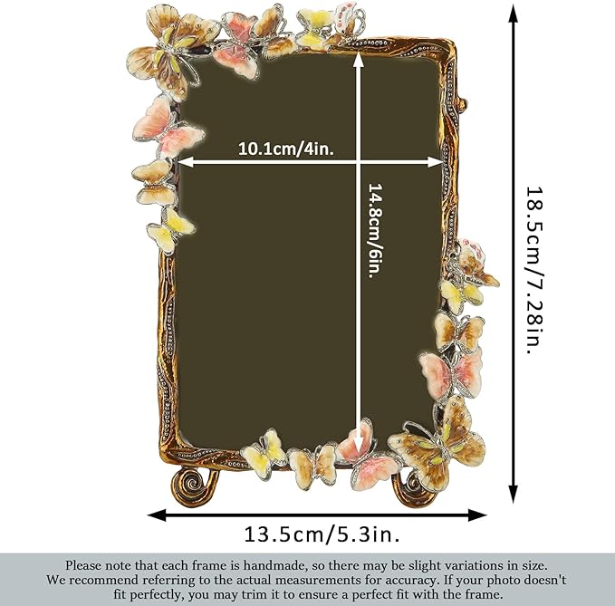 4x6 Vintage Picture Frame Decor Ornate Antique Photo Frames with Glass Front, Art Decor Tabletop Display, Butterfly Gifts for Women on Christmas Birthday, Horizontally & Vertically