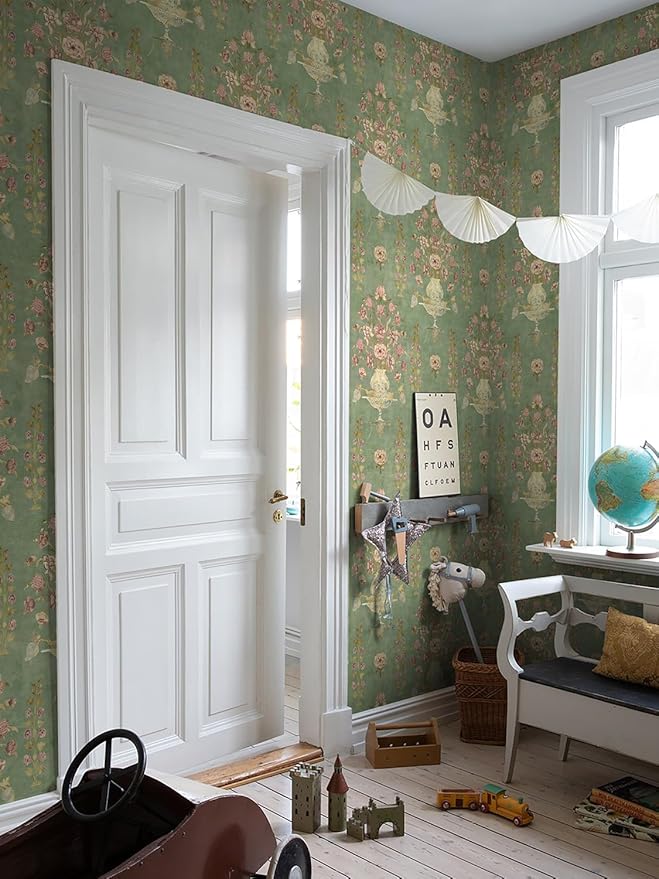 Orainege Vintage Floral Wallpaper Peel and Stick Wallpaper Removable Modern Contact Paper 16.9inx196.8in Self Adhesive Wall Paper for Bedroom Bathroom Shelf Liner Decor Papel Tapiz para Pared