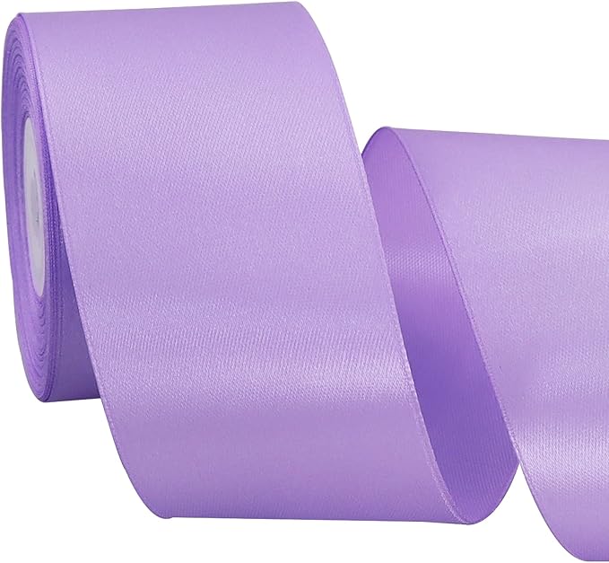 TONIFUL 2 Inch x 25 Yards Wide Light Purple Satin Ribbon Solid Fabric Ribbon for Gift Wrapping Crafts Chair Sash Eternal Flower Invitation Cards Hair Bows Sewing Party Wedding Decoration