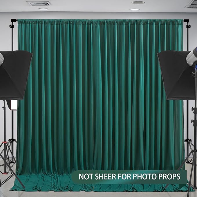 Hunter Green Backdrop Curtain-Wrinkle-Free Polyester Fabric Green Photography Curtains for Wedding Party Photo Background Decorations- 8 X10FT (Hunter Green)