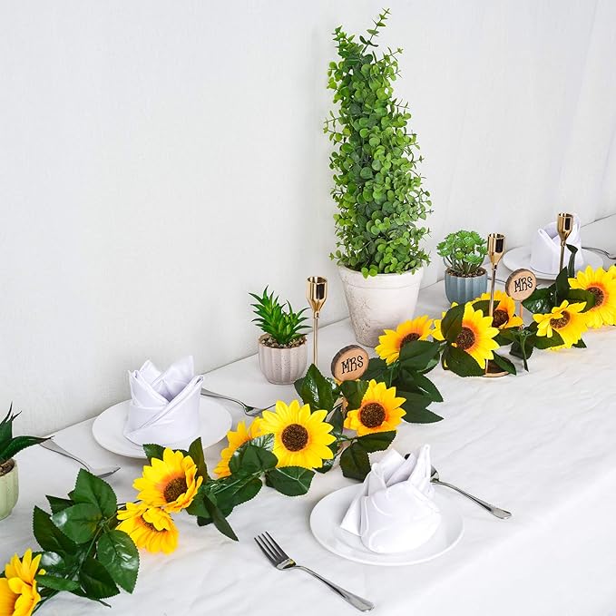 DearHouse 3 Pack Artificial Sunflower Garland Silk Sunflower Vine Artificial Flowers with Green Leaves for Wedding Table Home Decor