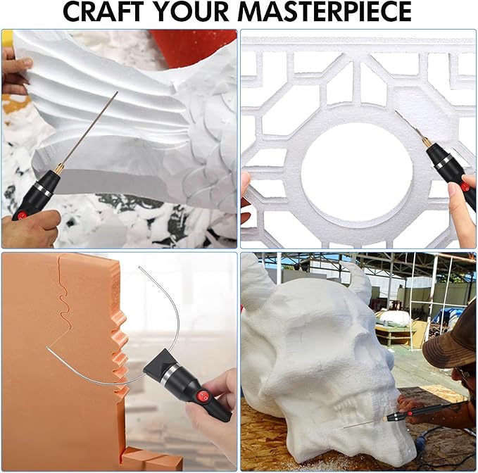 Jhua 4-in-1 Foam Cutter Set Hot Wire Knife Foam Cutter Tool Styrofoam Cutter Foam Board Cutter Electric Styrofoam Cutting Tool with 4 Cutting Machine Pen for Styrofoam Foam Cutting Arts Handcraft DIY