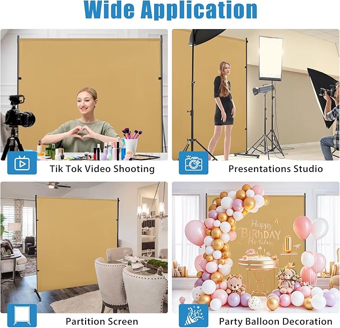 Photography Backgroud/Backdrop –Width Adjustable Thick & Opaque Fabric for Studio, Party, or Video Backdrop– Perfect for Portraits, Events, and Professional Shoots (Khaki, 6FT X 6FT)