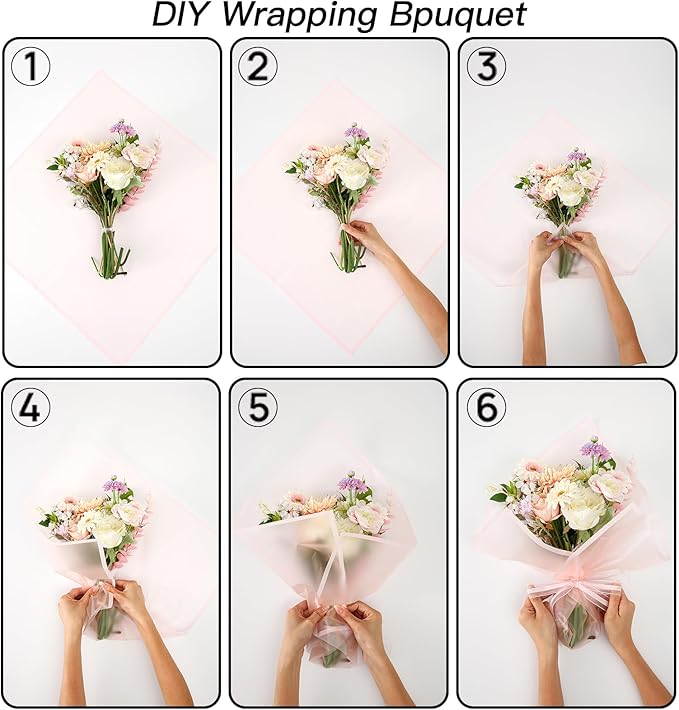 HYSSINOWRAP20 sheets flower wrapping paper. Flower packaging bouquet wrapping paper., 22.8 * 22.8 inches (PINK)