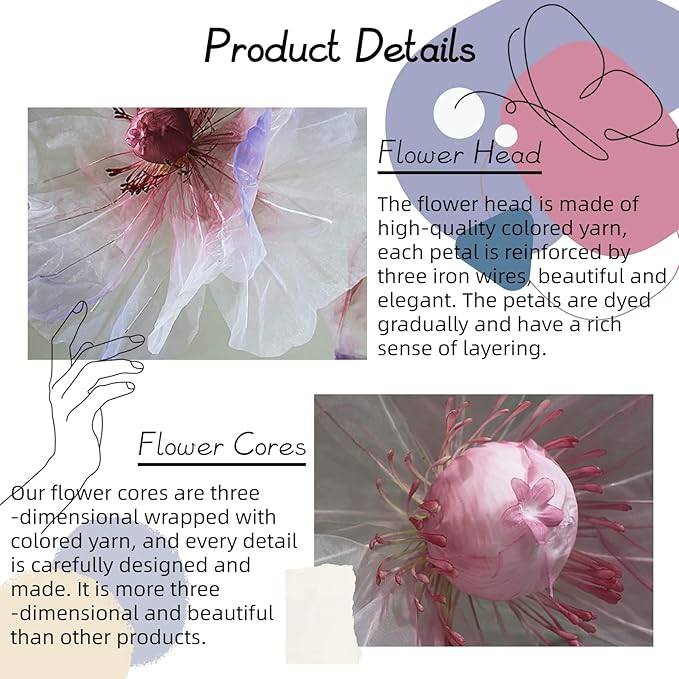 Giant Flowers for Decoration, 5.58 ft Big Artificial Organza Flower for Wedding Reception Birthday Christmas Party Backdrop Decor Photography Props Shop Window Display, Blue
